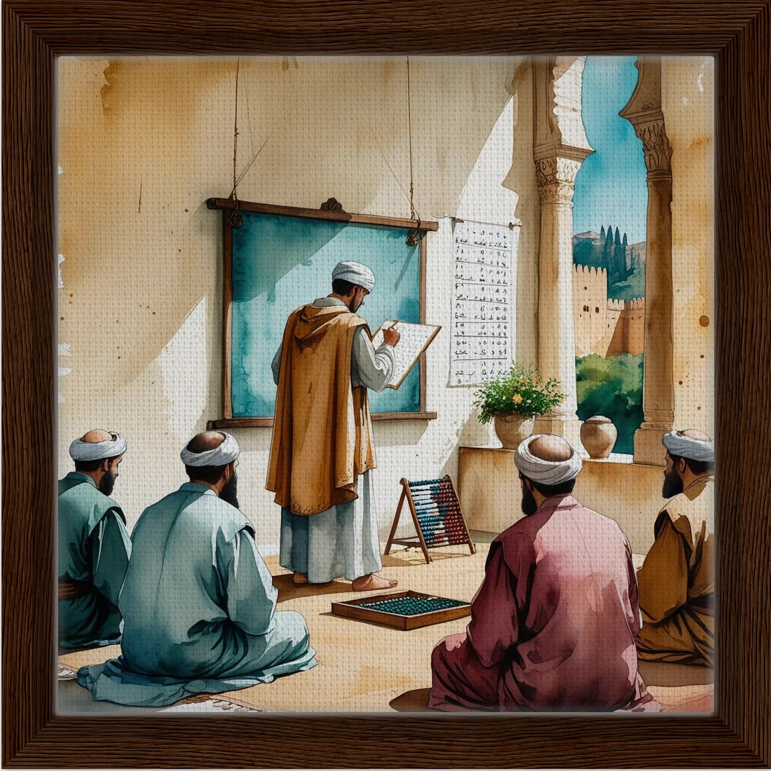 Riwayah art print of al-Khwarizmi teaching algebra