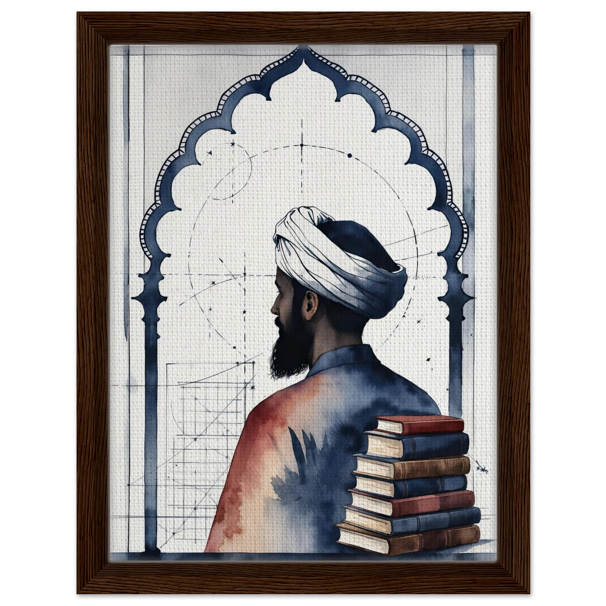Al-Biruni mapping the world, Islamic Golden Age art print by Riwayah