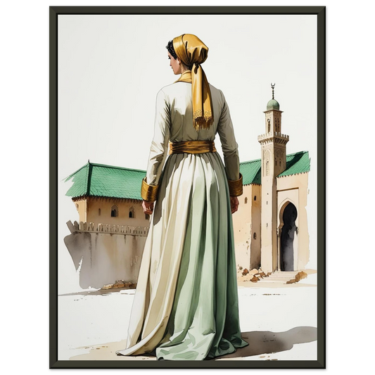 Fatima al-Fihri the Founder Muslim women in history wall art print, framed room mockup